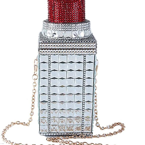 Chic Acrylic Lipstick Clutch with Rhinestones - Perfect for Parties & Weddings - Picture 2 of 6